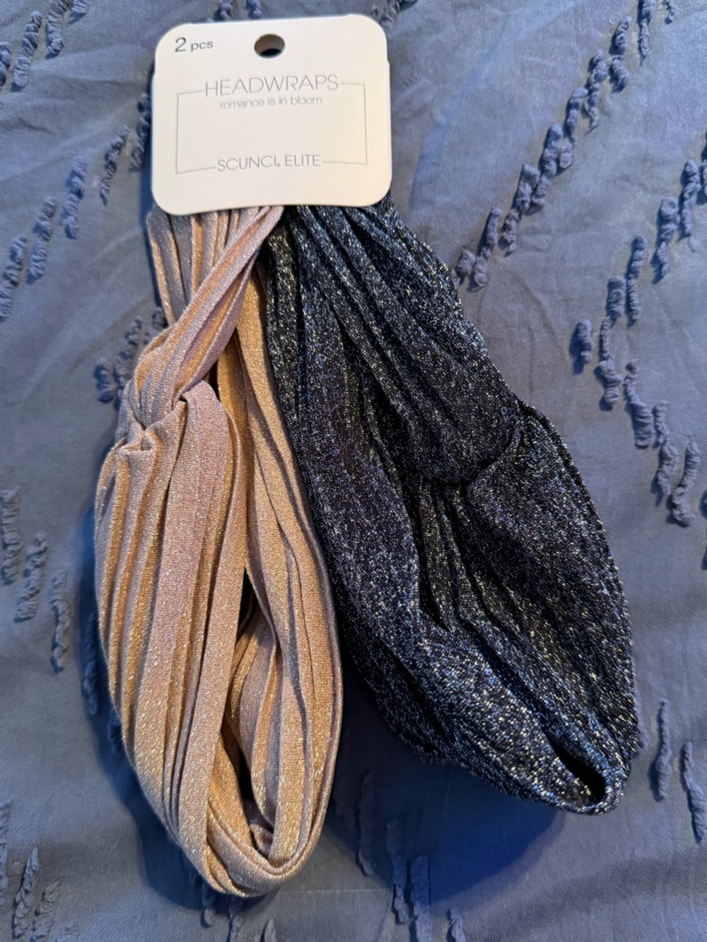 scünci Glitter Elastic Headwraps - Black & Rose Gold - Picture 2 of 6